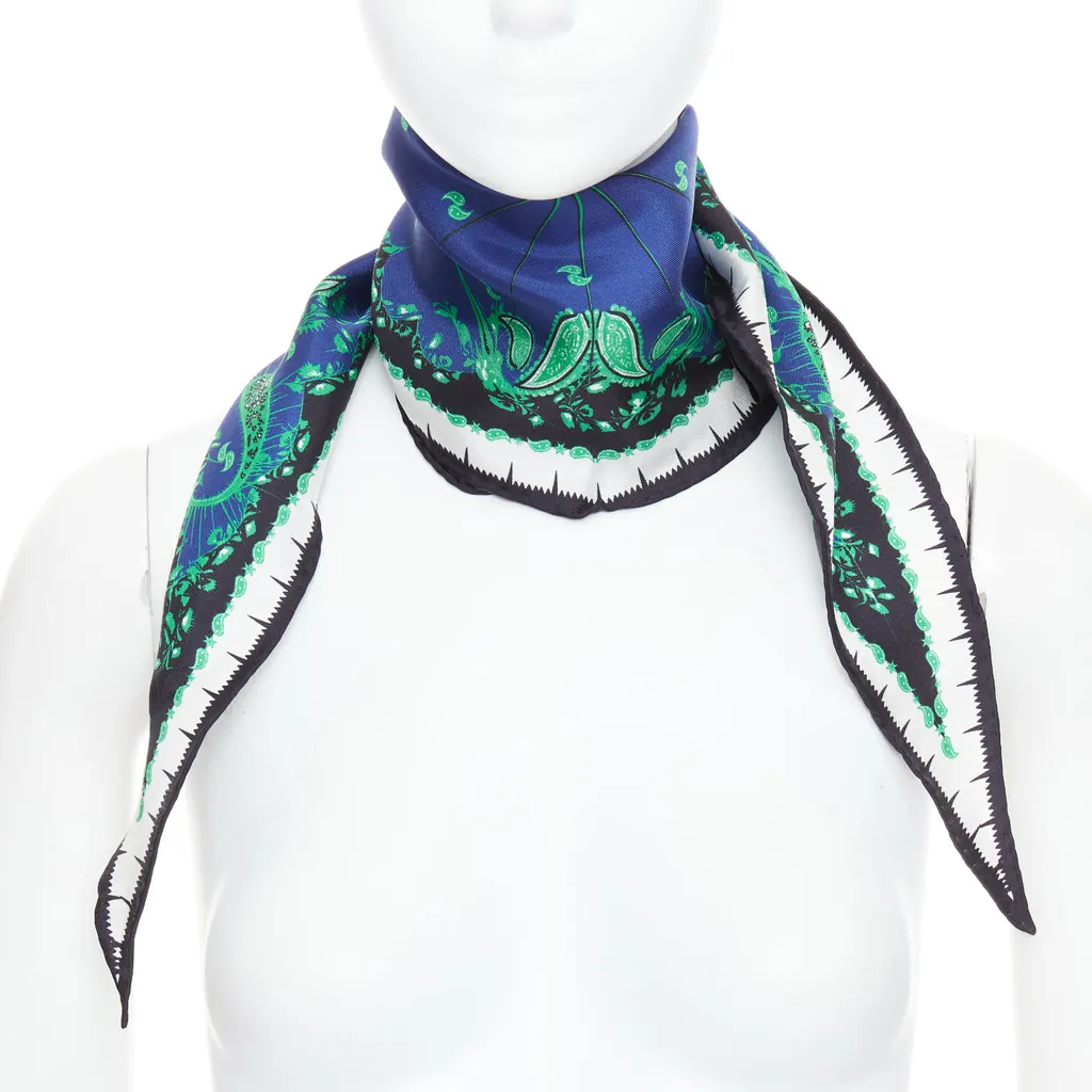 Haider Ackermann Paisley Triangle Scarf Blue Silk Very good - Front View