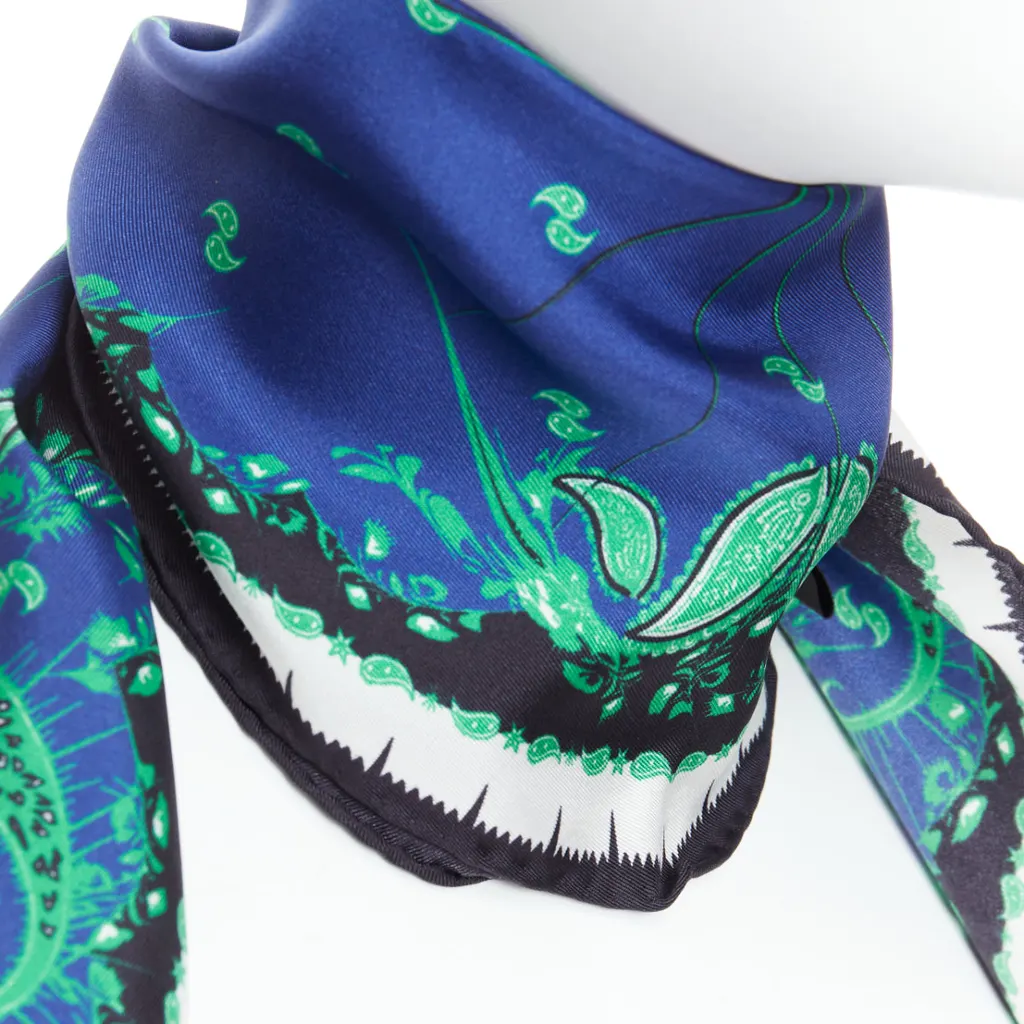 Haider Ackermann Paisley Triangle Scarf Blue Silk Very good - Back View