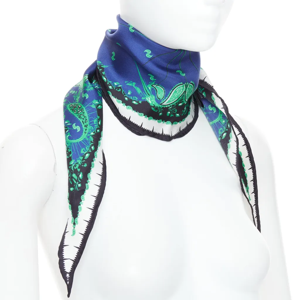 Haider Ackermann Paisley Triangle Scarf Blue Silk Very good - Inside View