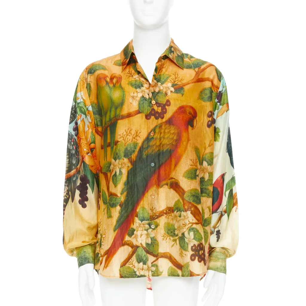 Sabyasachi Animal Print Shirt Yellow Silk Very good - Front View