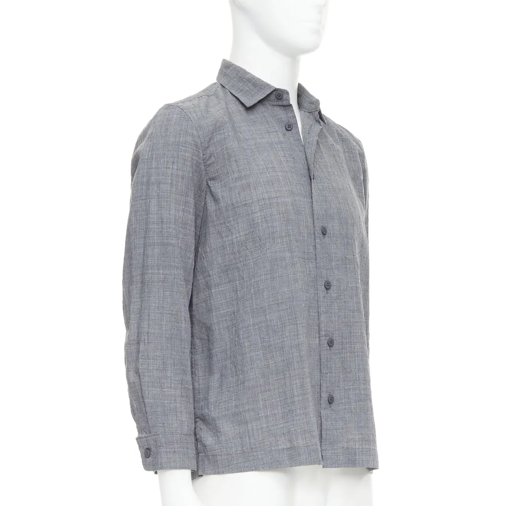 Issey Miyake Crinkled Shirt Top Grey Polyester Very good - Inside View