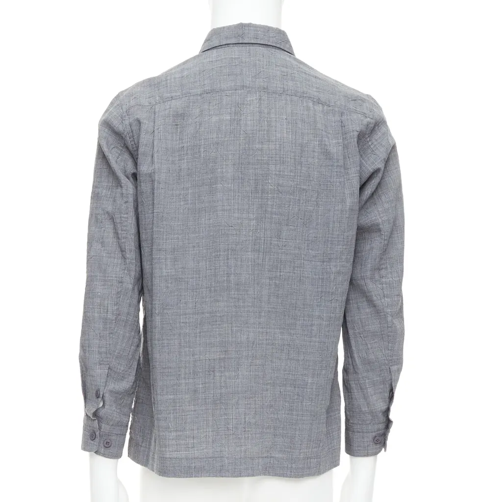 Issey Miyake Crinkled Shirt Top Grey Polyester Very good - Box View