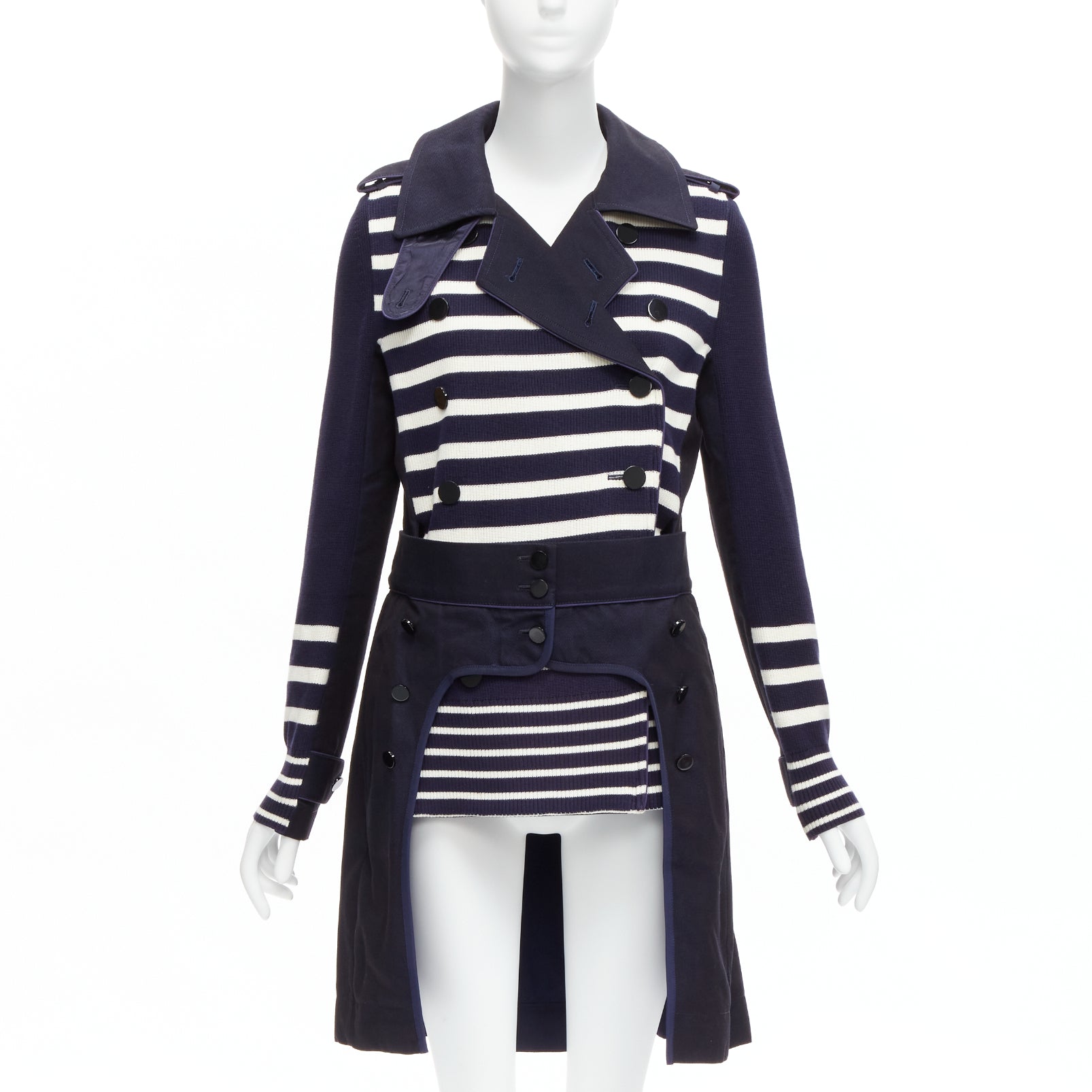 Sacai Nautical Stripe Flare Coat - Image 6