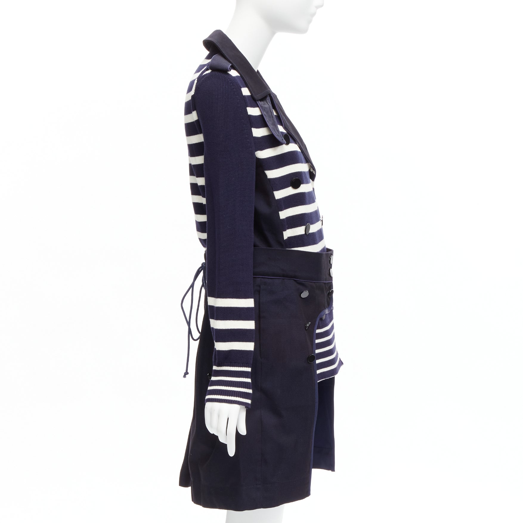 Sacai Nautical Stripe Flare Coat - Side view