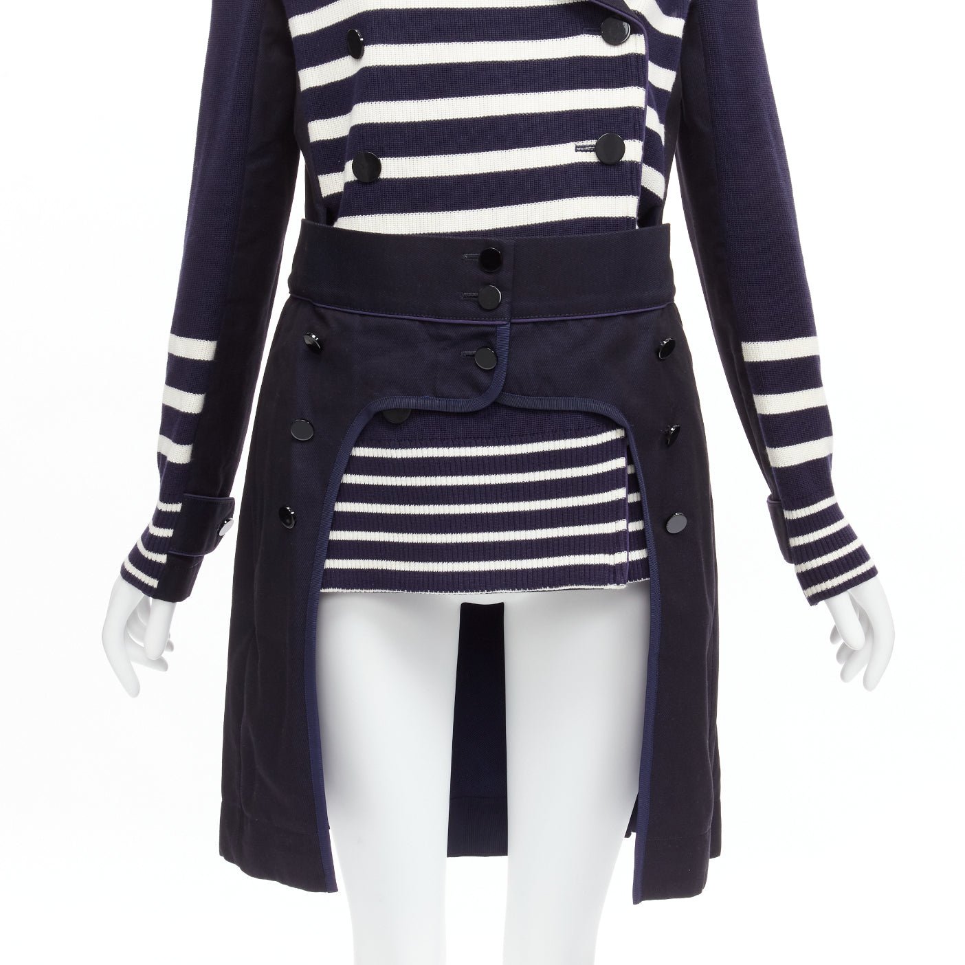 Sacai Nautical Stripe Flare Coat - Image 11