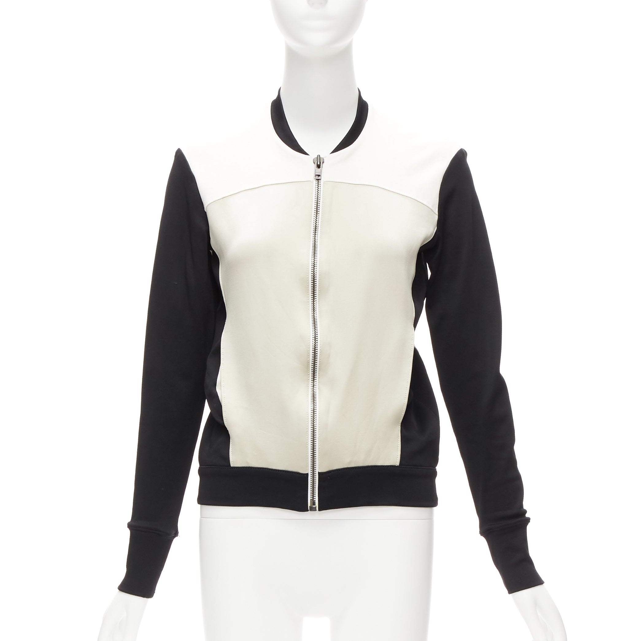 Helmut Lang Beige Color Blocked Bomber