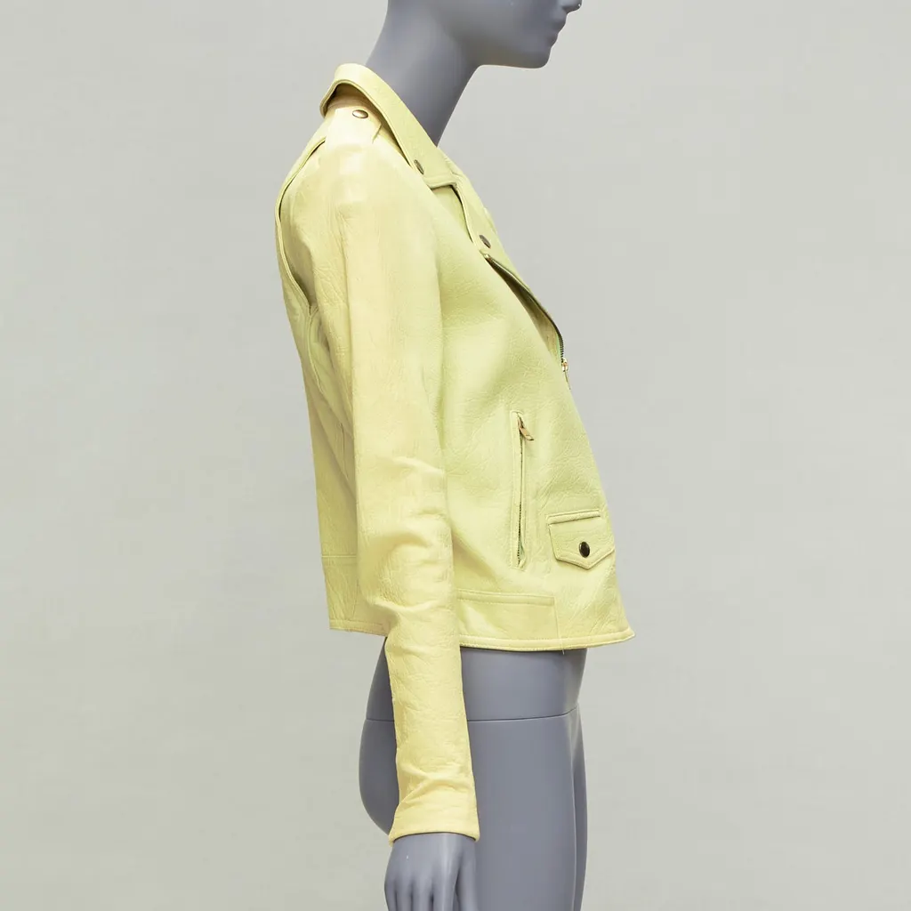 Theory Yellow Lambskin Biker Jacket Yellow Leather Good - Box View
