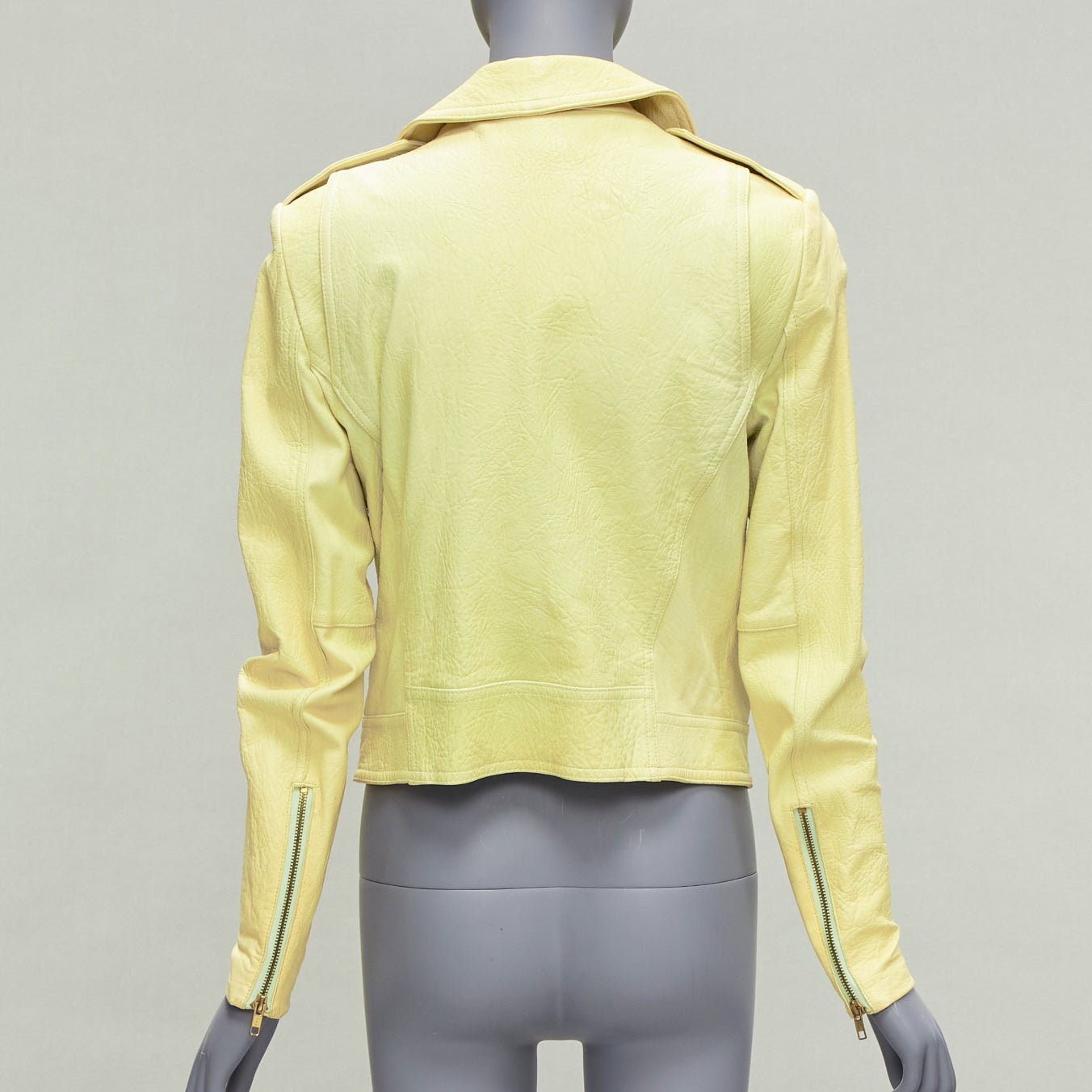 Theory Yellow Lambskin Biker Jacket - Detail 1