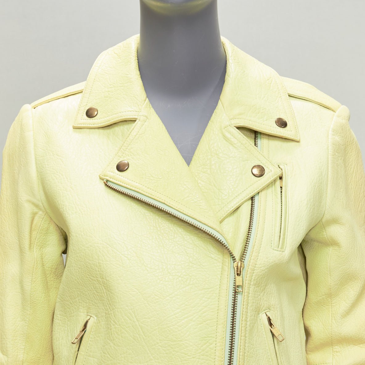 Theory Yellow Lambskin Biker Jacket - Image 10