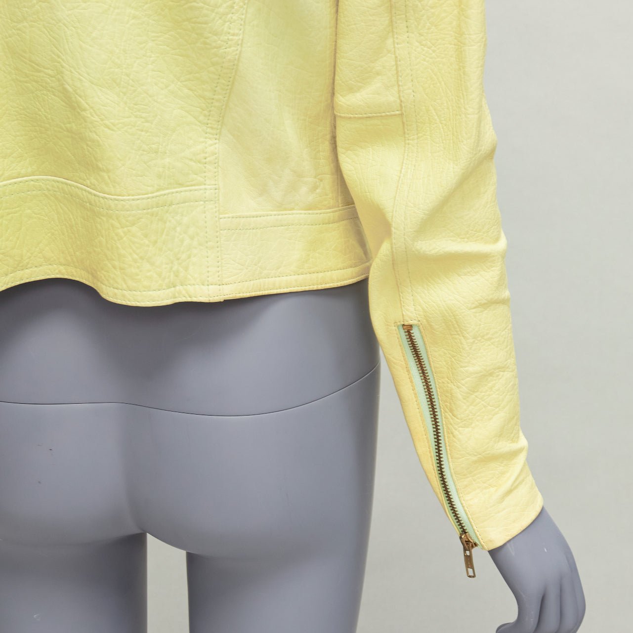 Theory Yellow Lambskin Biker Jacket - Image 11