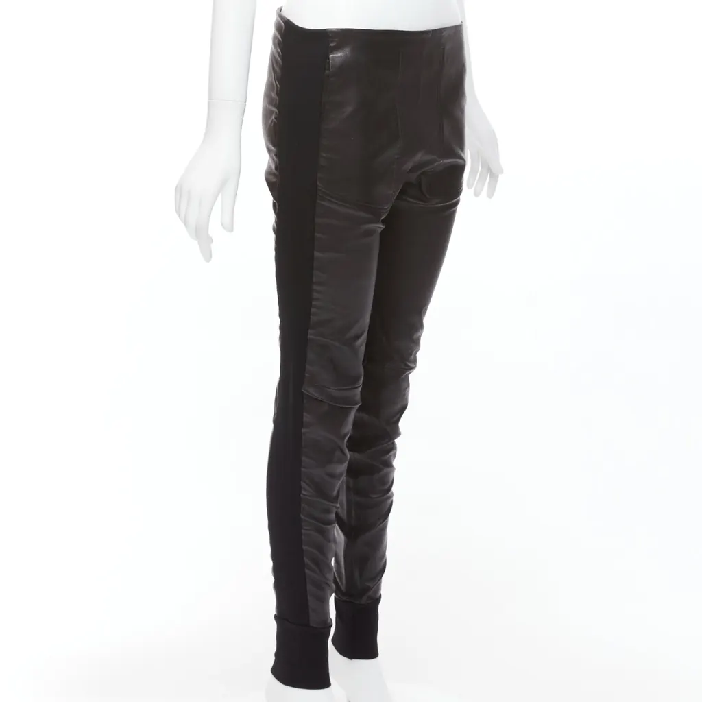 Balenciaga Striped Cropped Pants Black Leather Never worn - Inside View