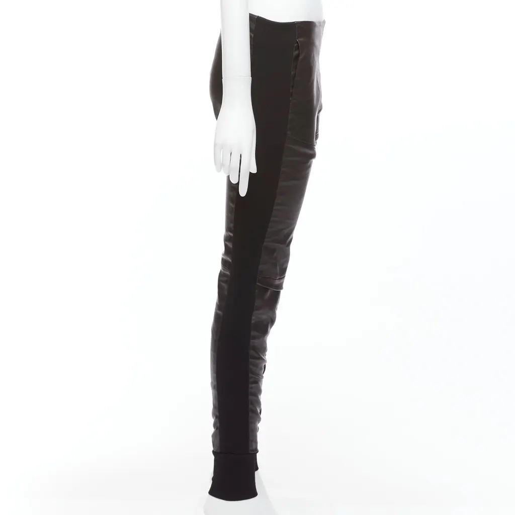 Balenciaga Striped Cropped Pants Black Leather Never worn - Model View
