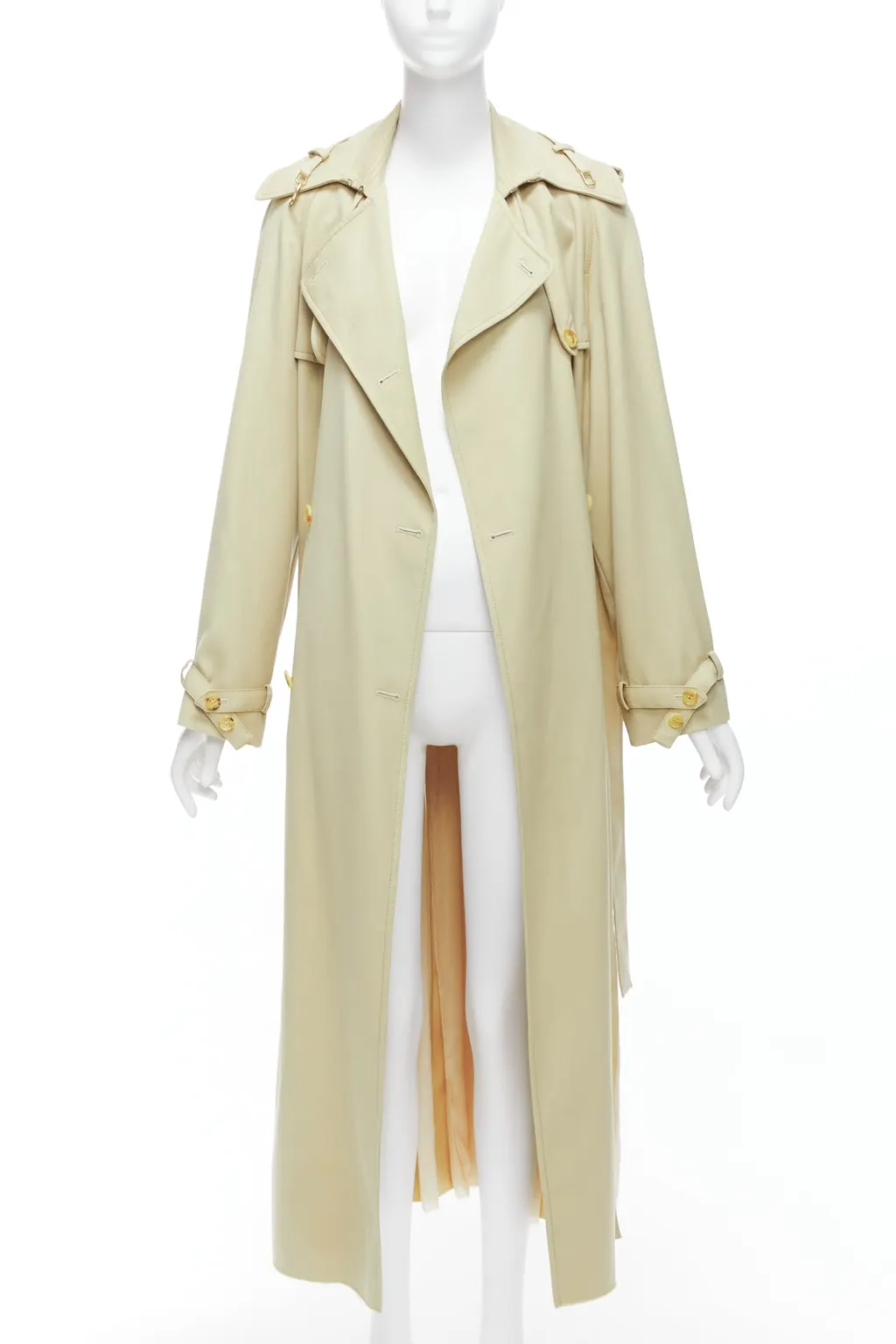 Gabriela Hearst Wool Silk Pleats Trench Beige Wool Very good - Inside View