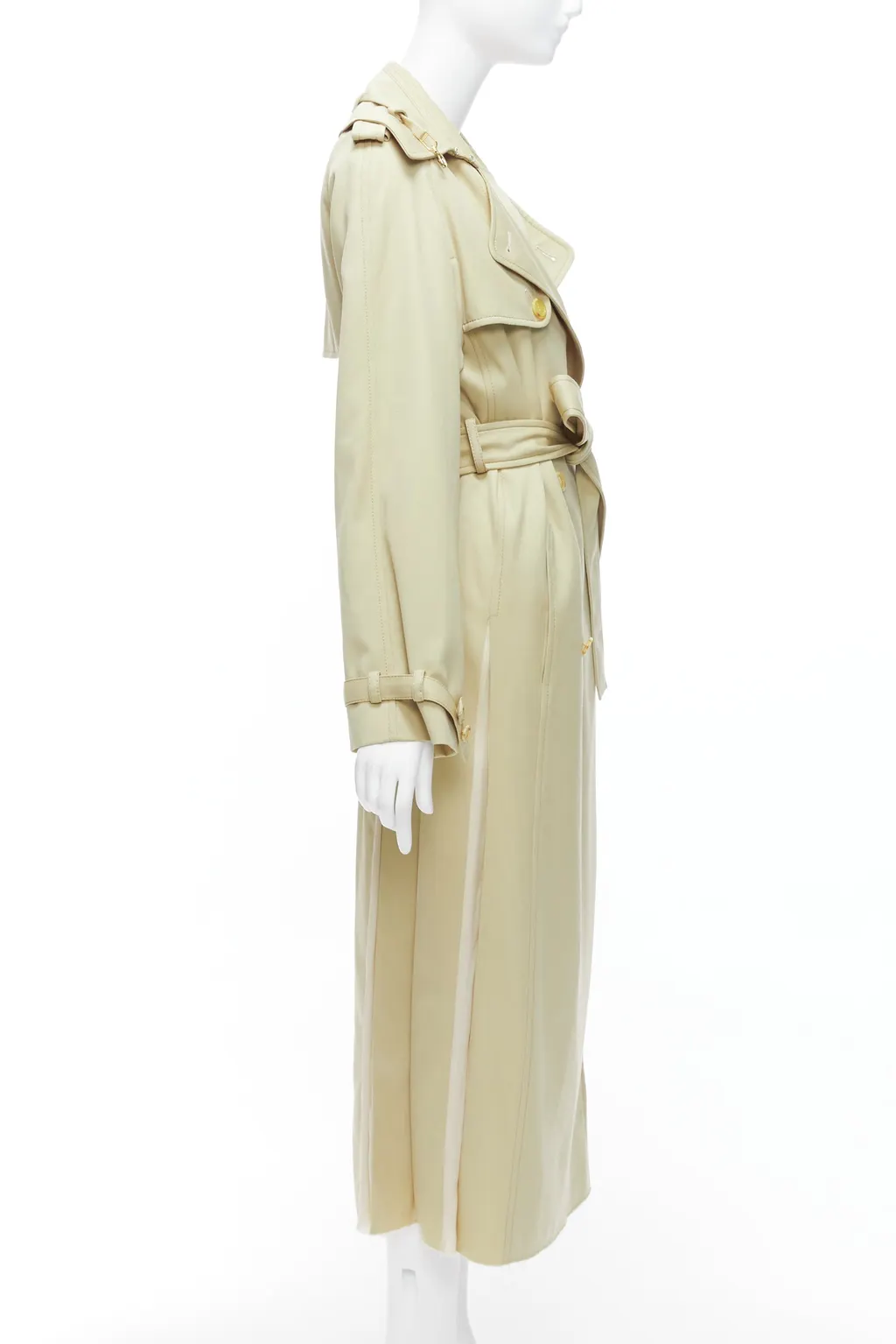 Gabriela Hearst Wool Silk Pleats Trench Beige Wool Very good - Box View