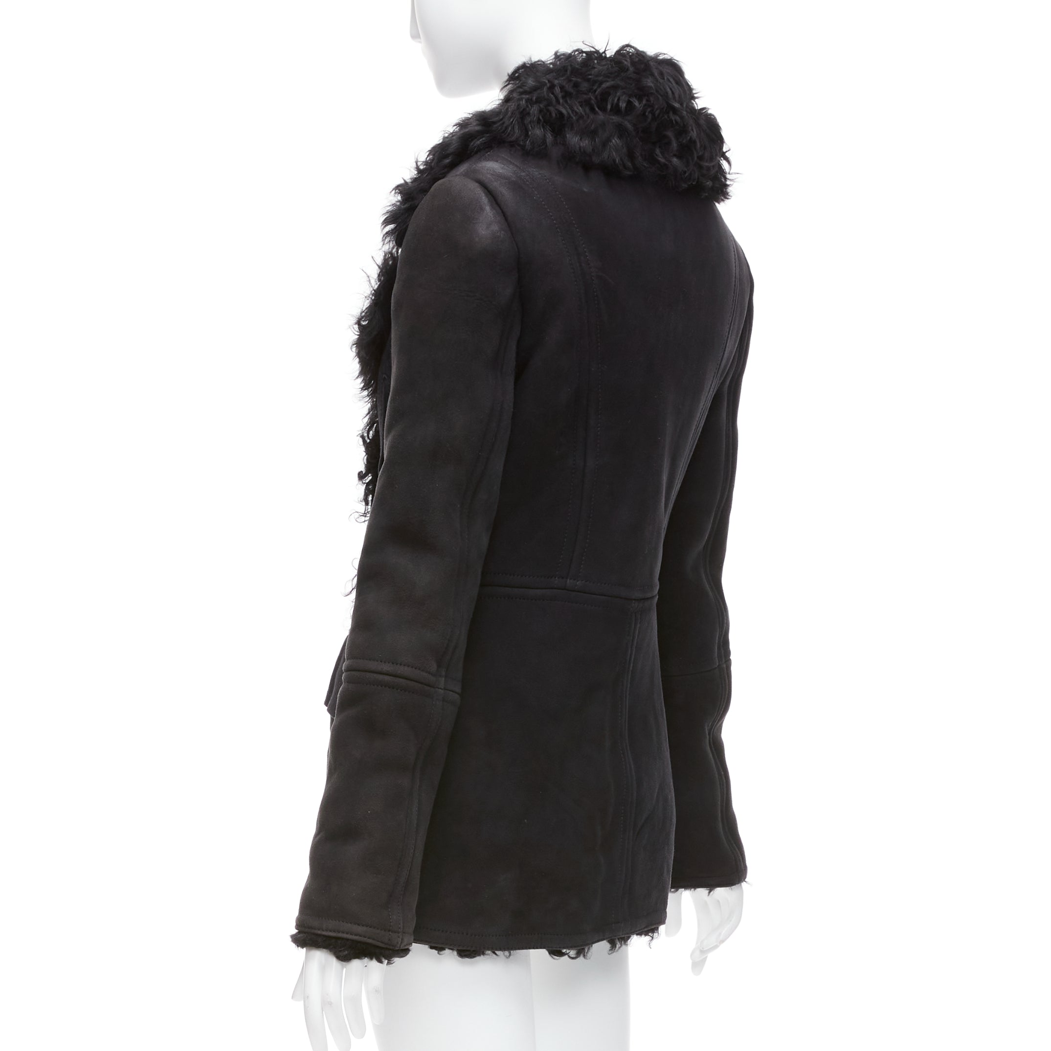 Gucci Black Shearling Wool Coat - Detail 2