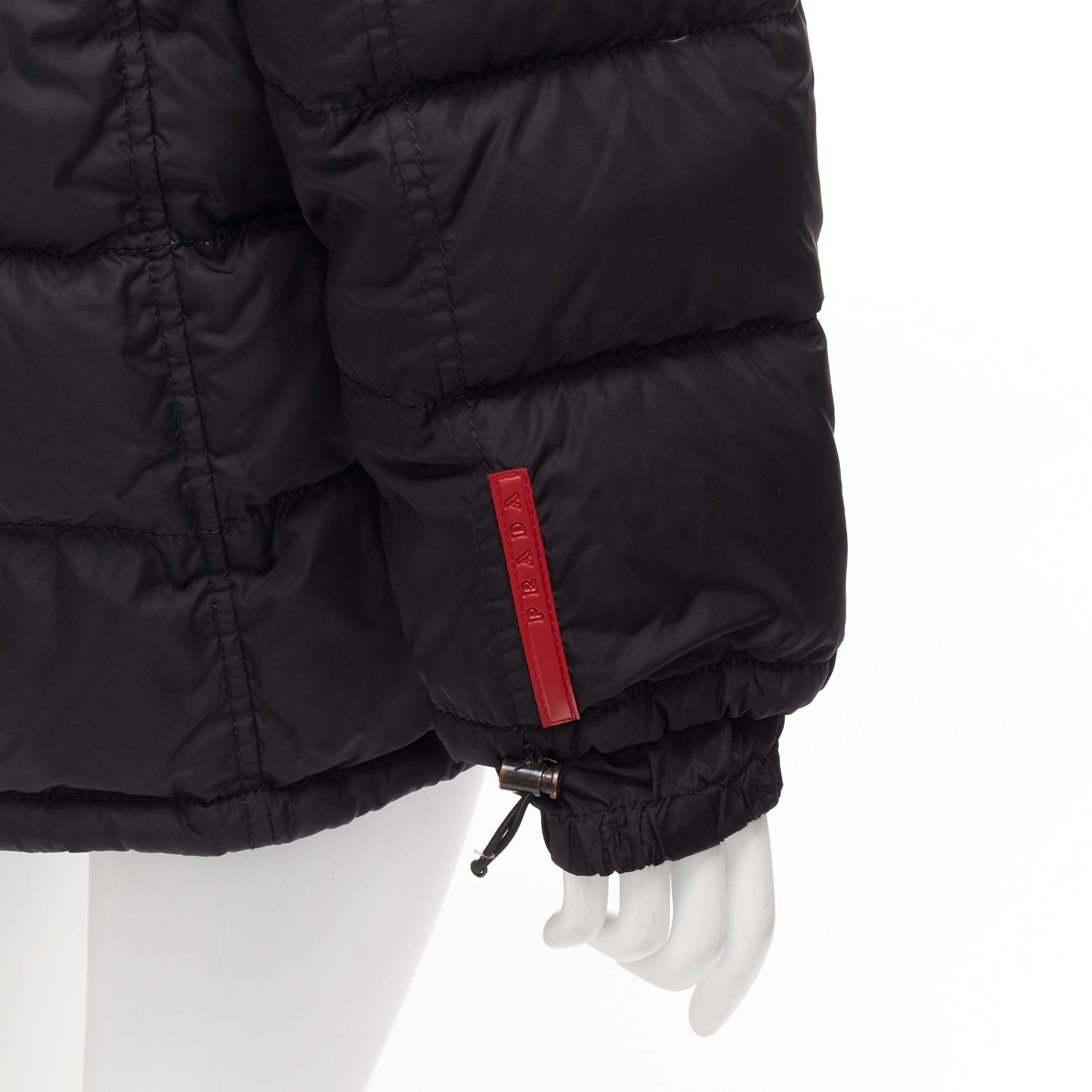 Prada Black Hooded Puffer Jacket - Back view