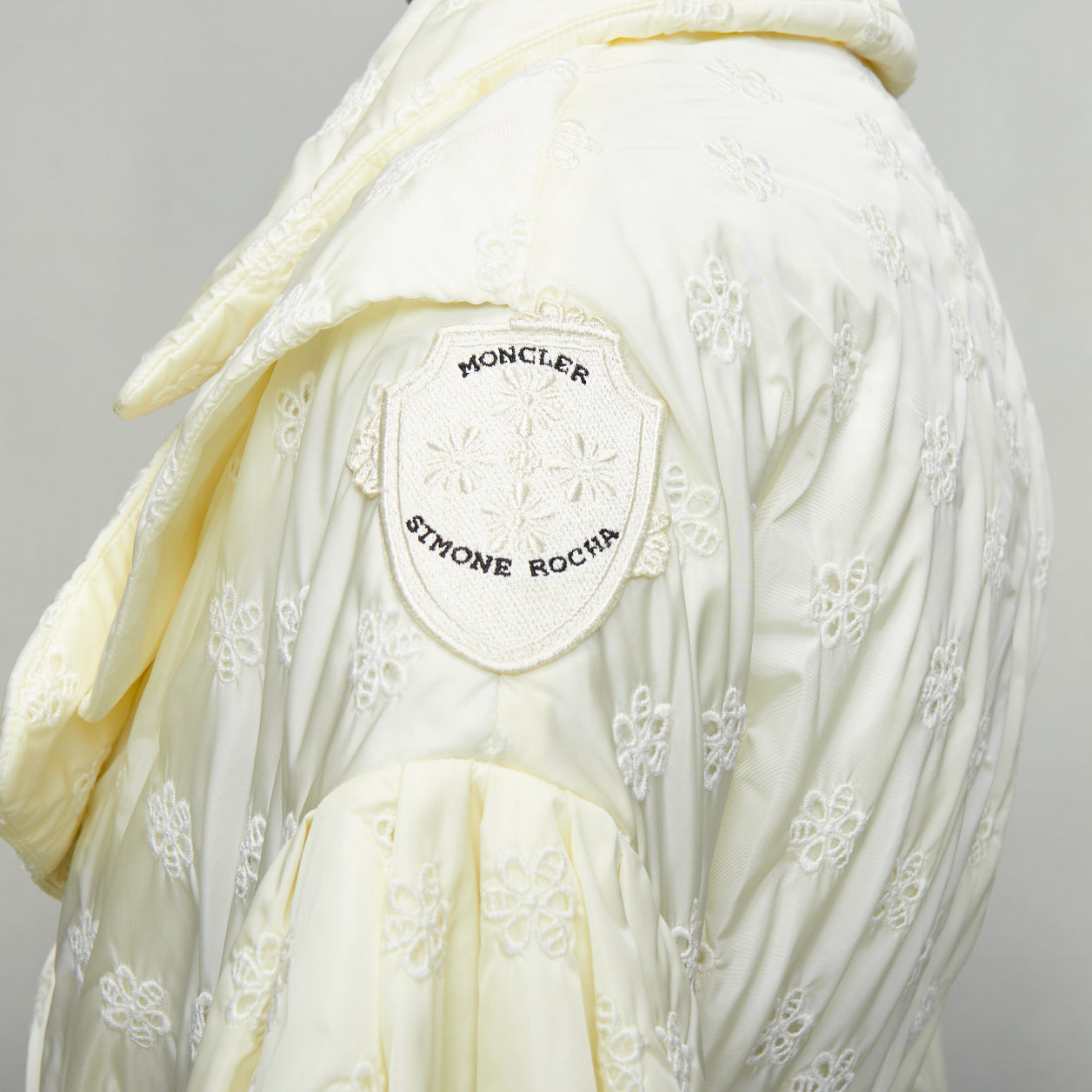 Moncler Cream Goose Down Coat - Back view