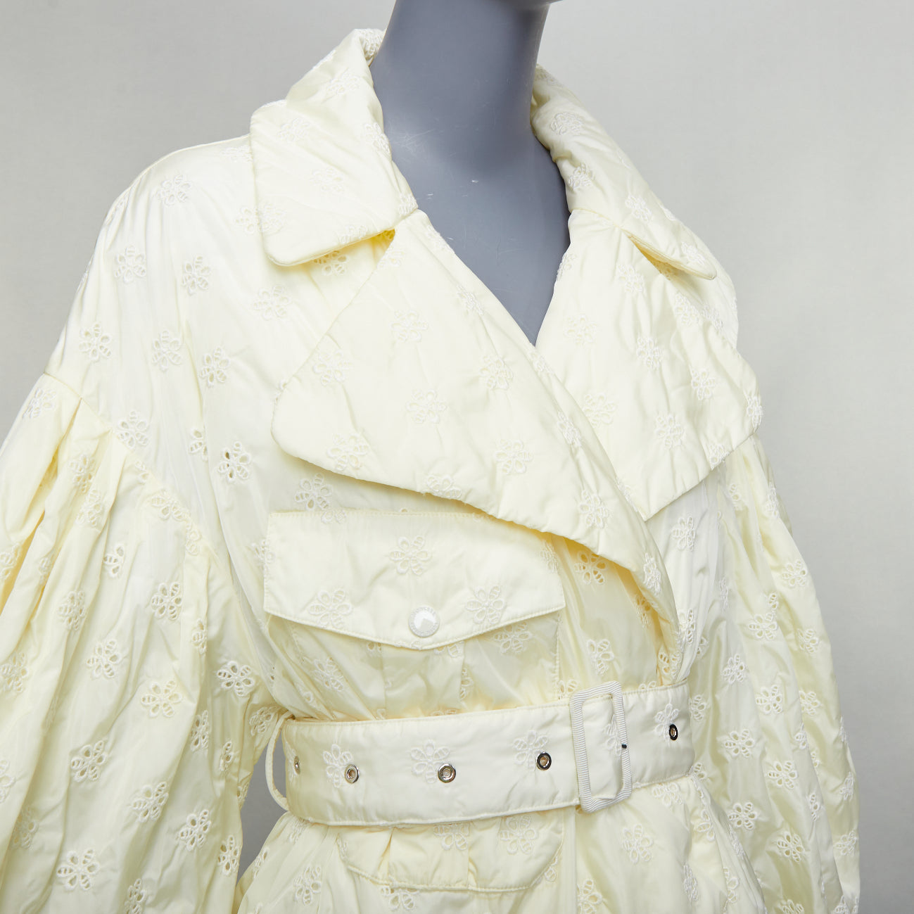 Moncler Cream Goose Down Coat - Detail 2