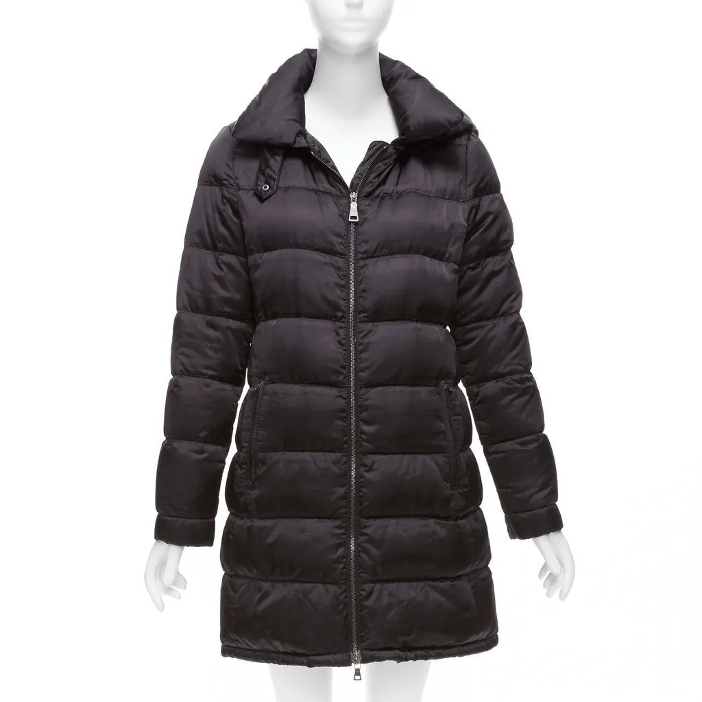 Prada Black Quilted Puffer Coat Black Fair - Front View