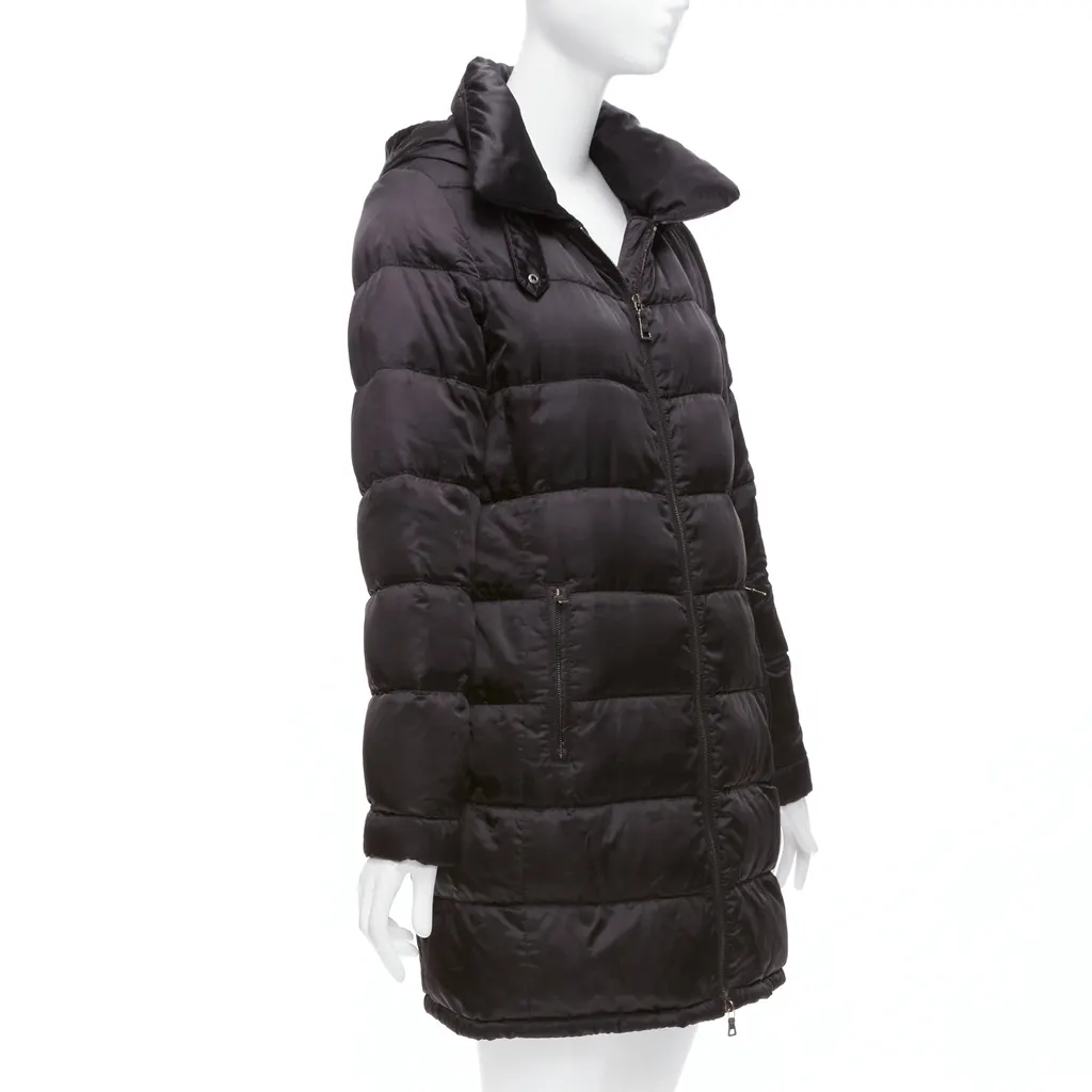 Prada Black Quilted Puffer Coat Black Fair - Model View