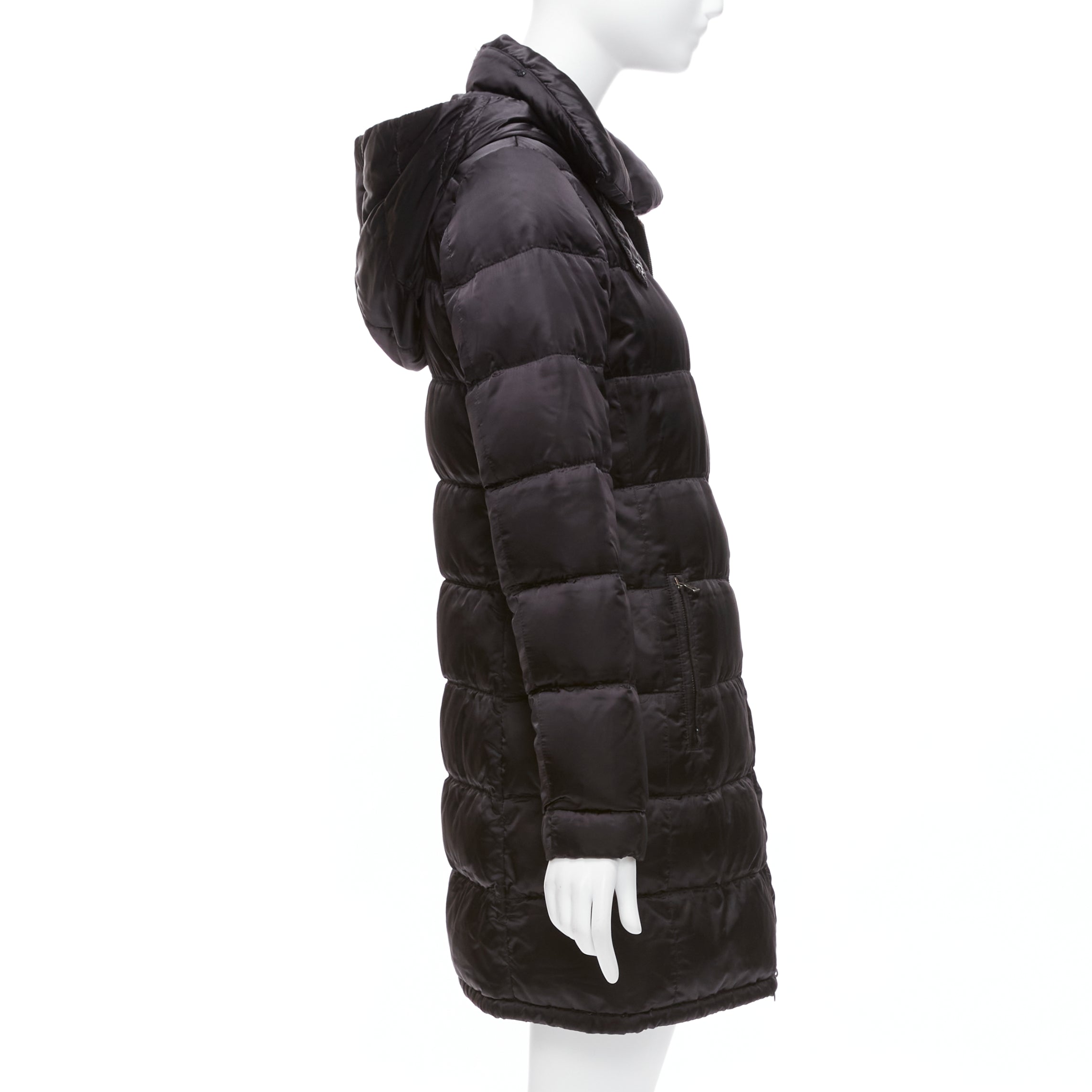 Prada Black Quilted Puffer Coat - Side view