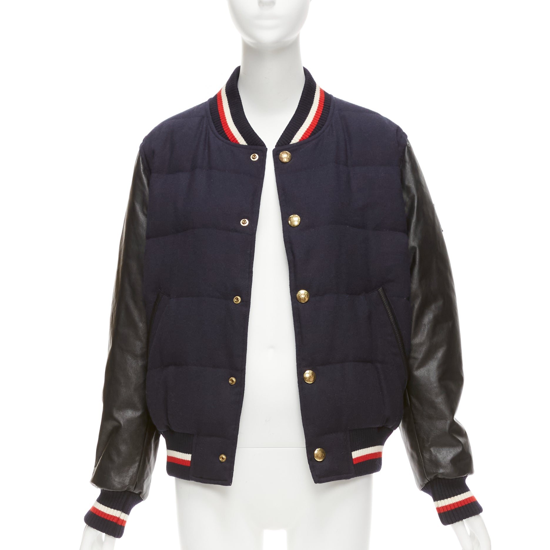 Moncler Navy Wool Bomber Jacket