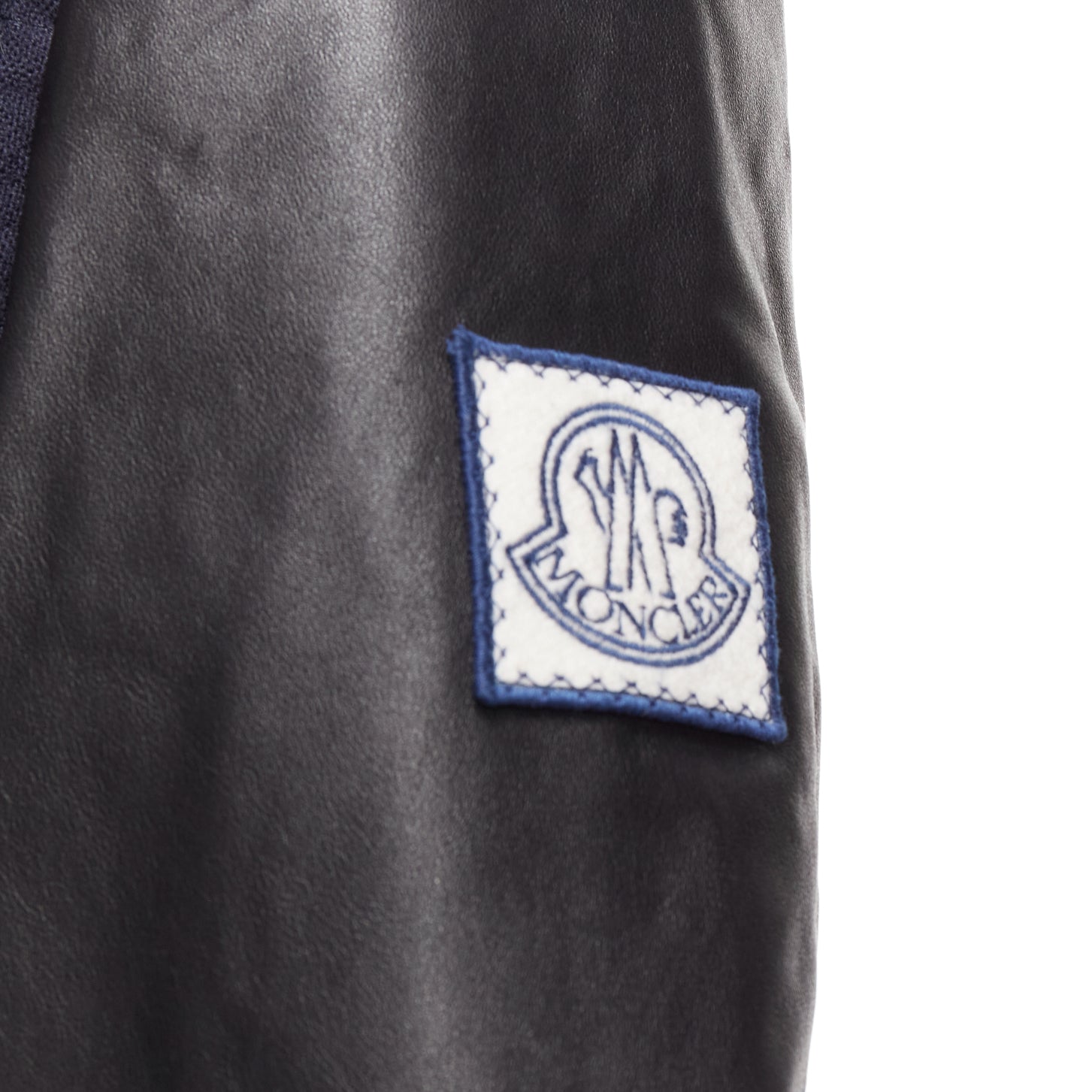 Moncler Navy Wool Bomber Jacket - Back view