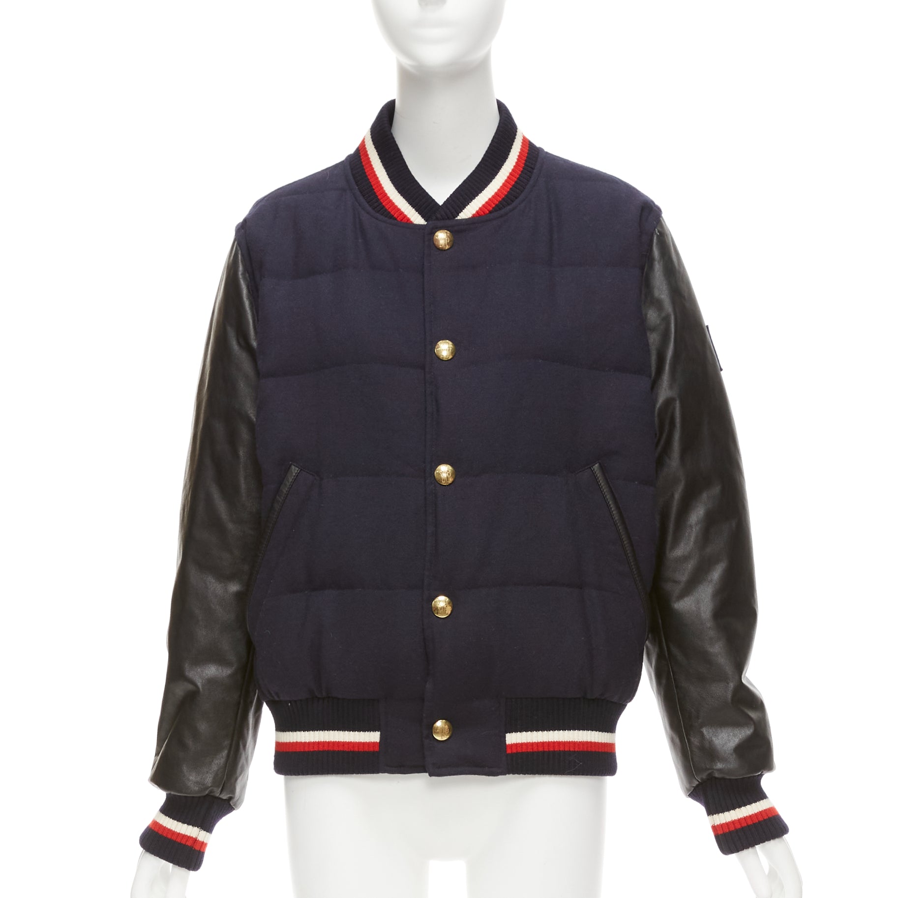 Moncler Navy Wool Bomber Jacket - Image 6
