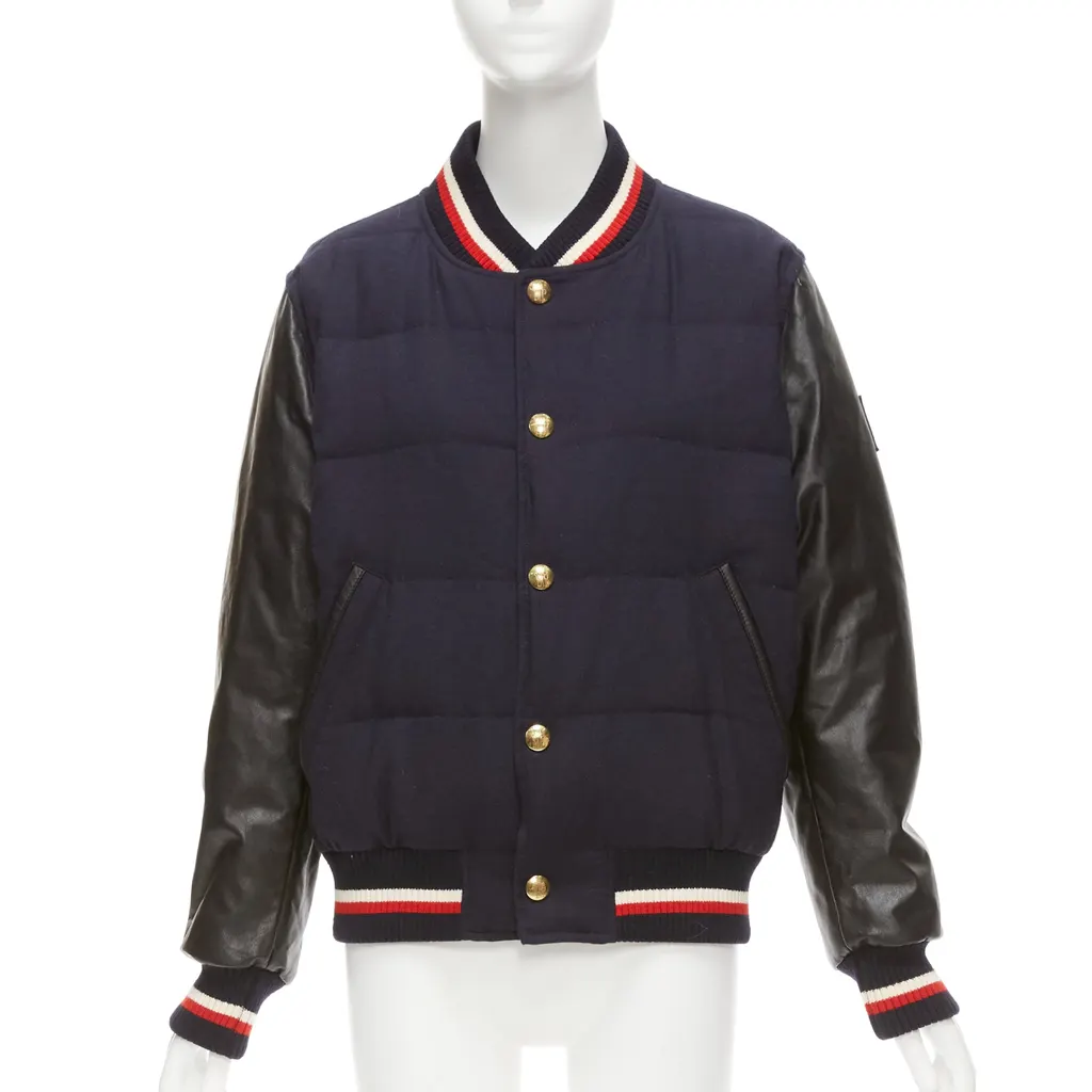 Moncler Navy Wool Bomber Jacket Black Wool Very good - Inside View