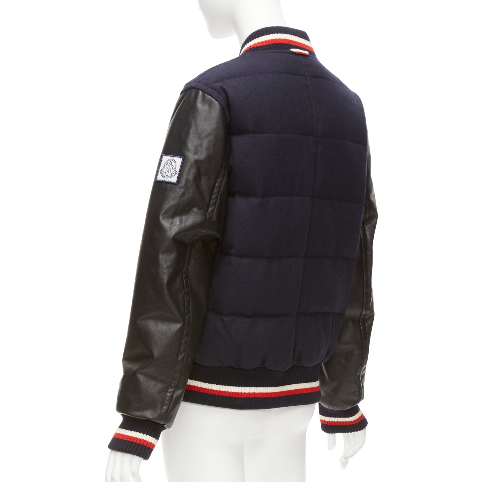Moncler Navy Wool Bomber Jacket - Detail 2