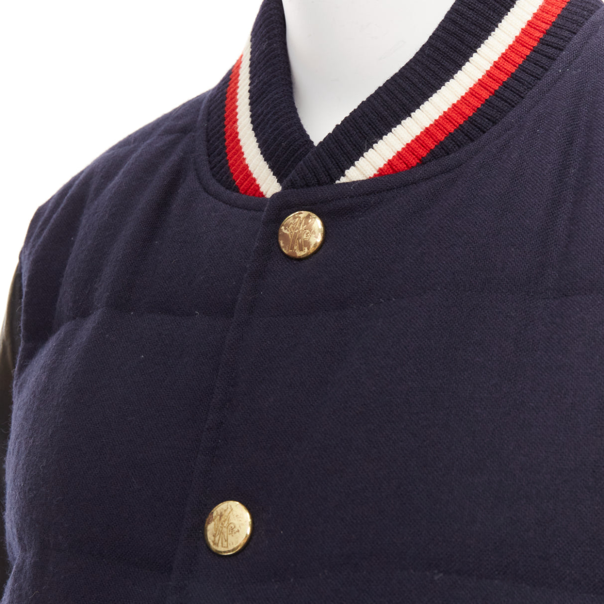 Moncler Navy Wool Bomber Jacket - Image 10