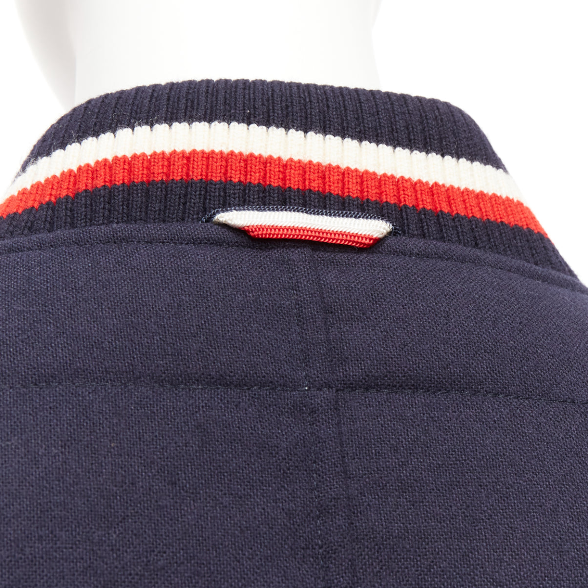 Moncler Navy Wool Bomber Jacket - Image 11