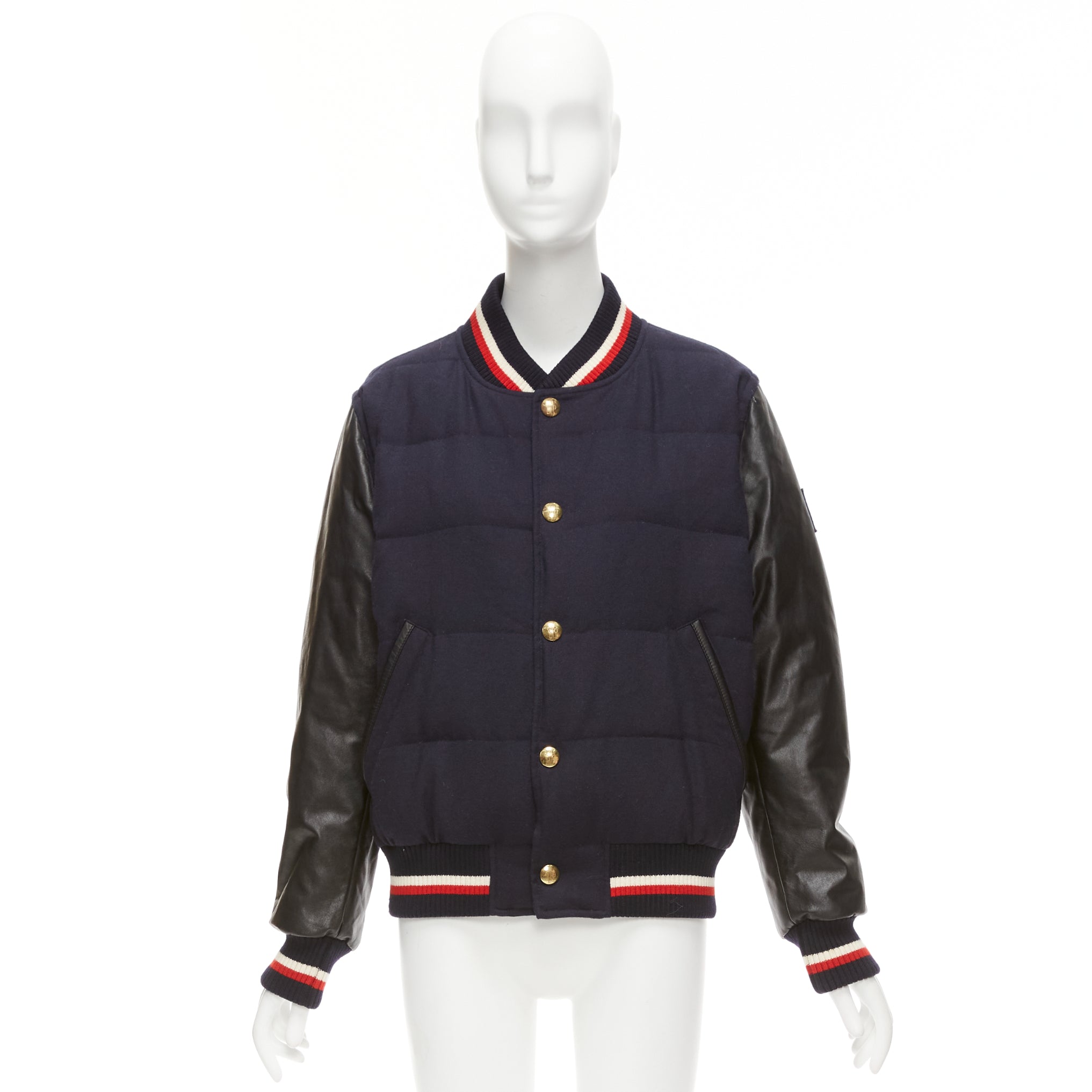 Moncler Navy Wool Bomber Jacket - Image 13
