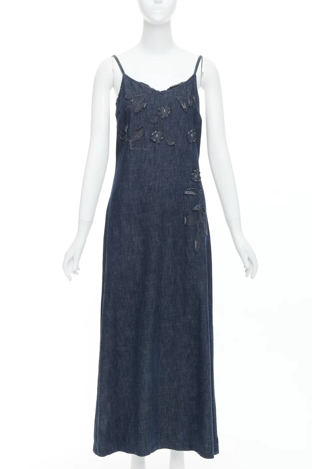 Fendi Denim Floral Dress Blue Cotton Never worn - Front View