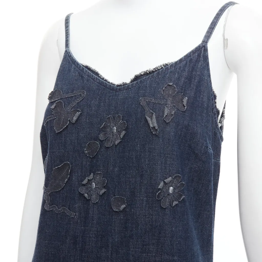 Fendi Denim Floral Dress Blue Cotton Never worn - Back View