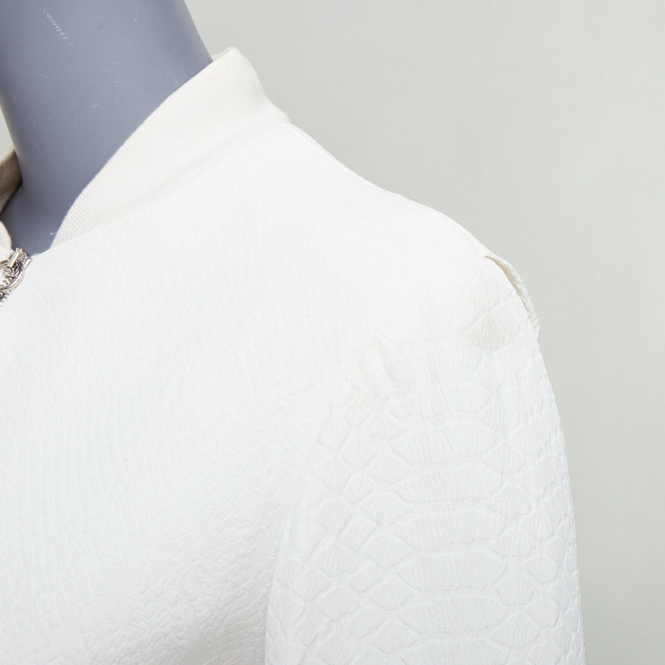 Stella Mccartney White Jacquard Cropped Bomber - Back view