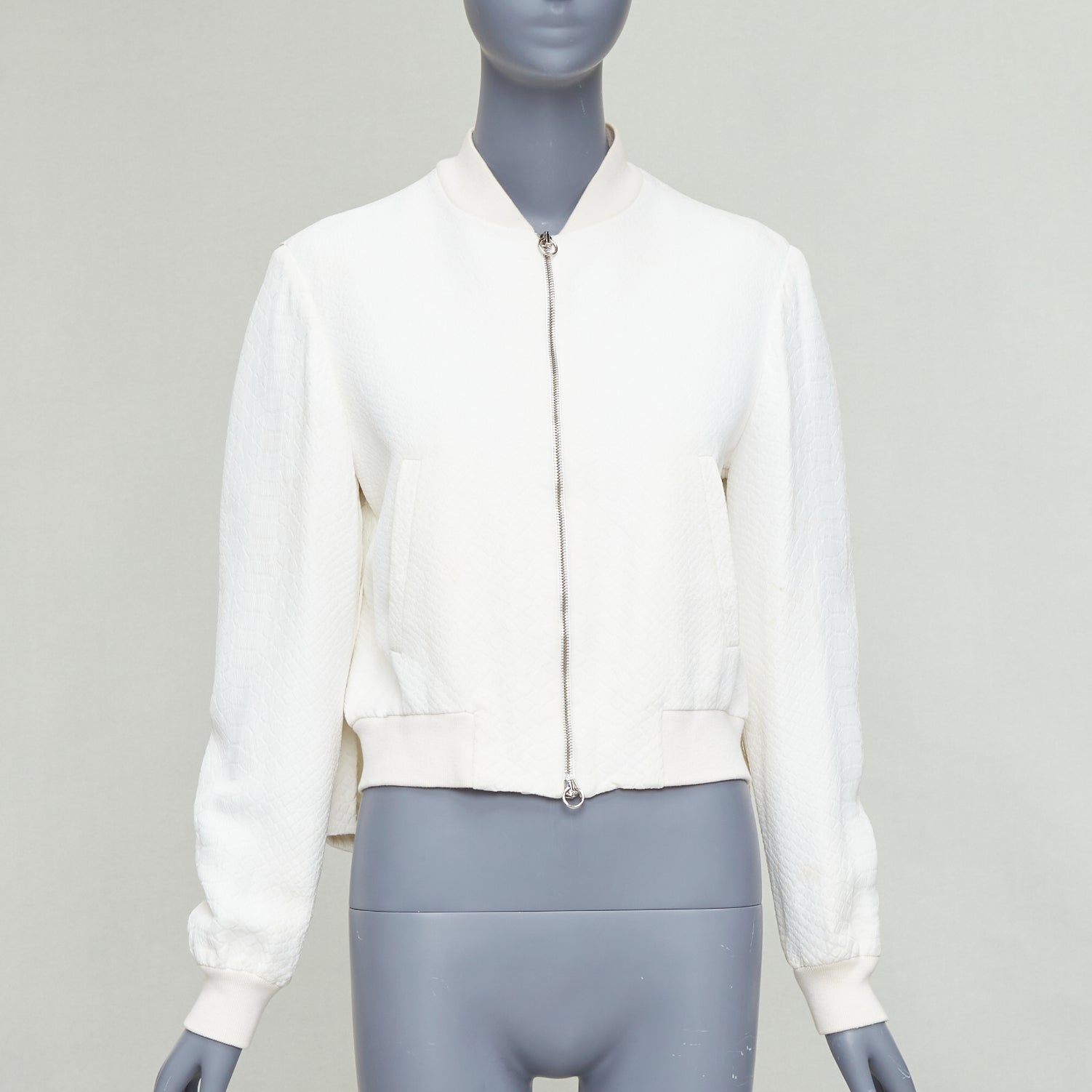 Stella Mccartney White Jacquard Cropped Bomber - Image 6