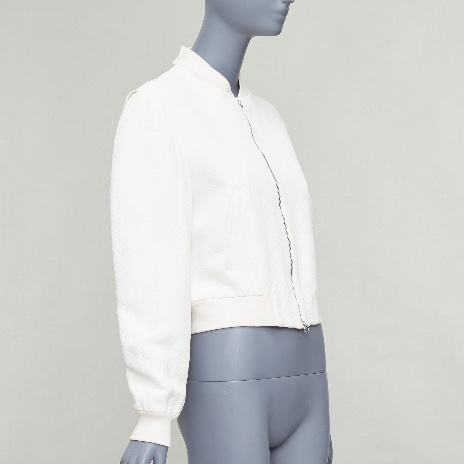 Stella Mccartney White Jacquard Cropped Bomber - 4