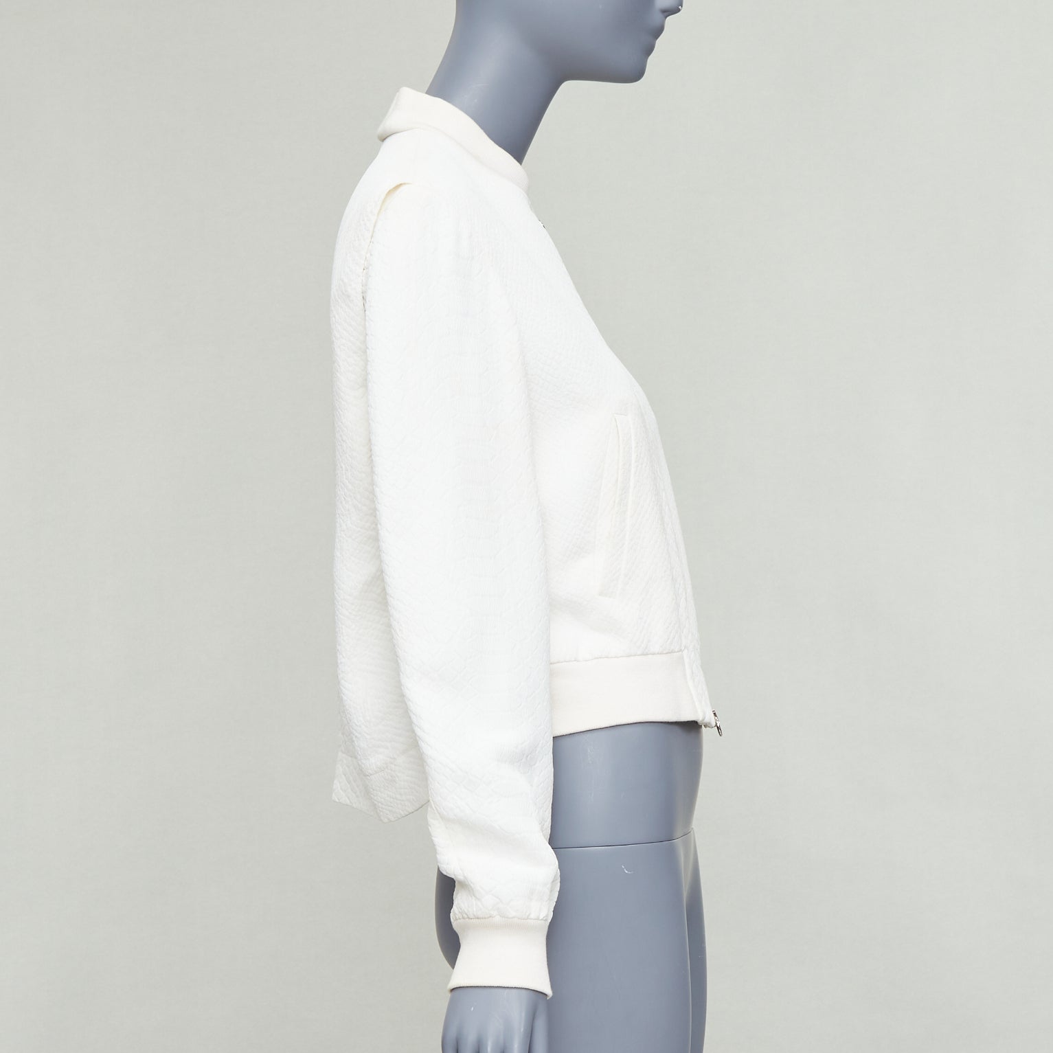 Stella Mccartney White Jacquard Cropped Bomber - Side view