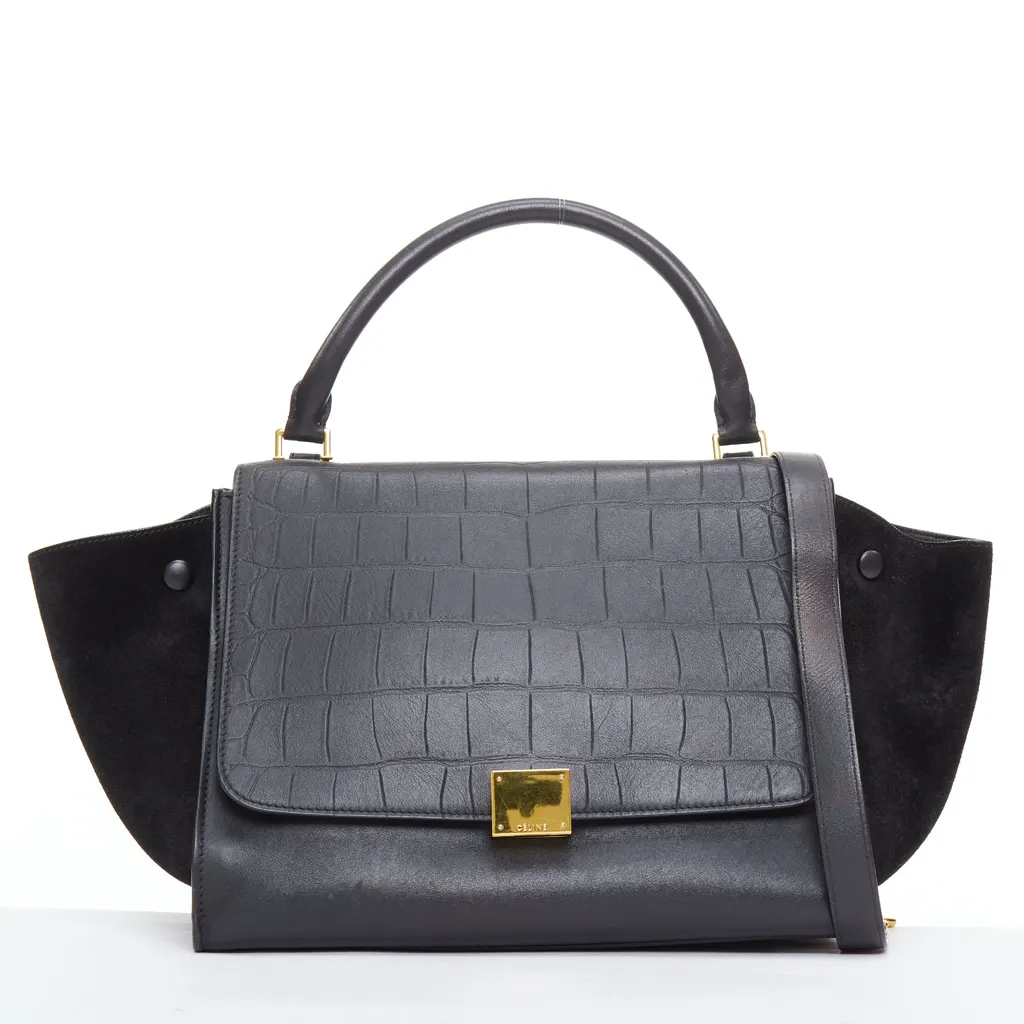 Celine Trapeze Black Leather Good - Front View