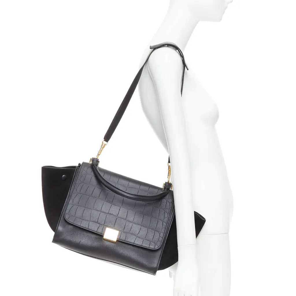 Celine Trapeze Black Leather Good - Back View