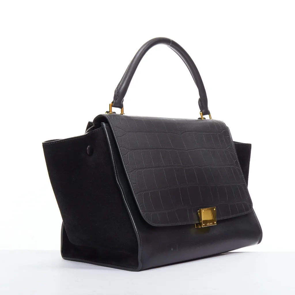 Celine Trapeze Black Leather Good - Inside View