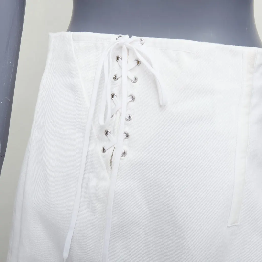 Prada Lace Denim Skirt White Cotton Very good - Back View