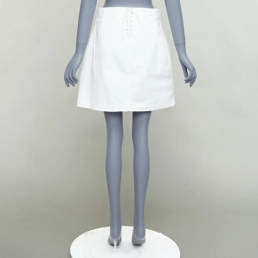 Prada Lace Denim Skirt White Cotton Very good - Box View