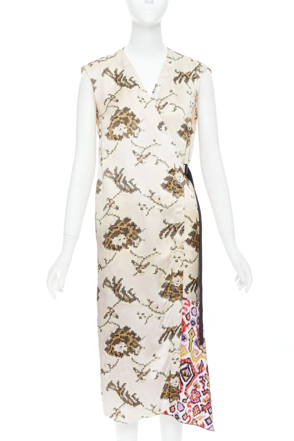 Dries Van Noten Pixel Satin Dress MultiColor Viscose Fair - Front View