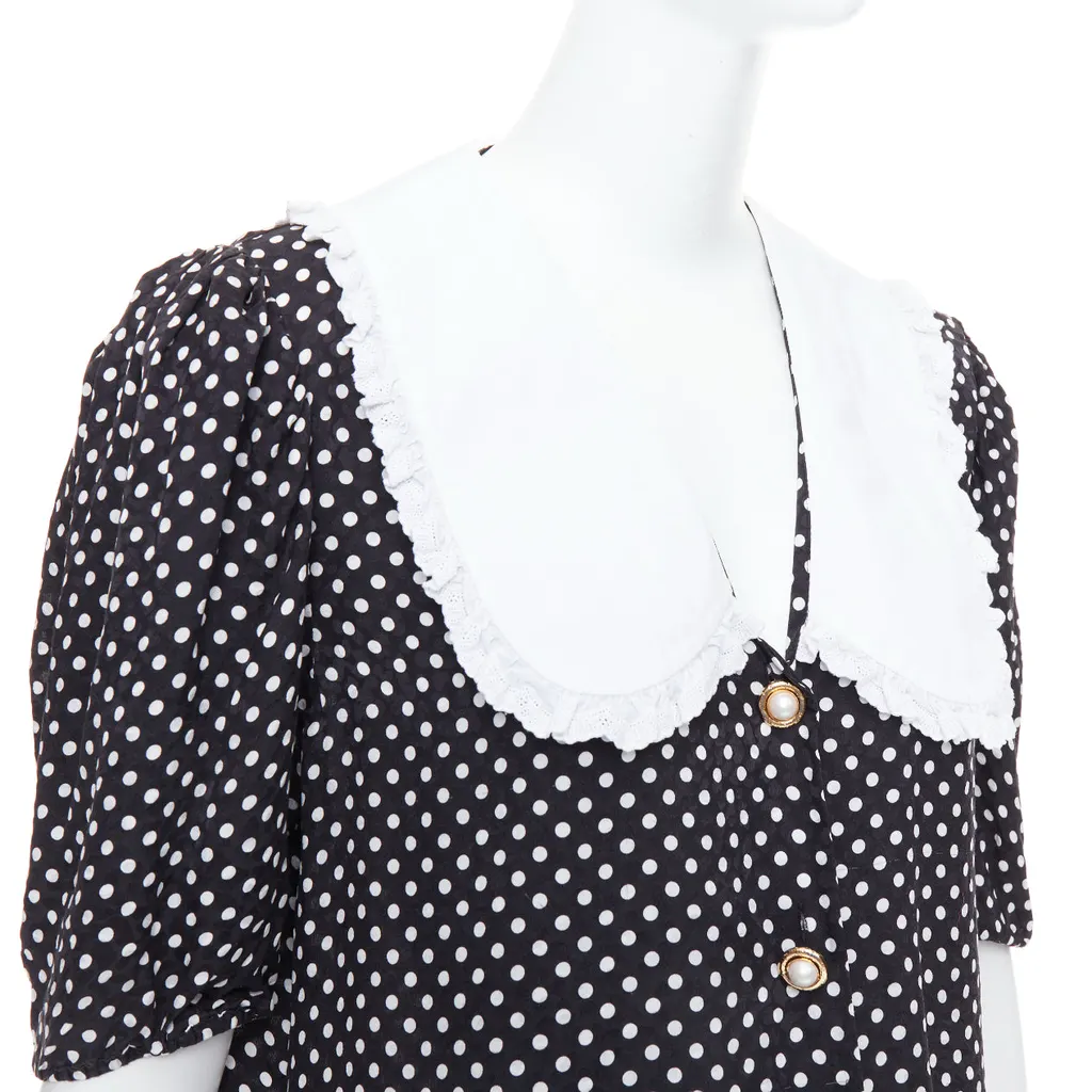 Miu Miu Polka Dot Blouse Black Silk Good - Back View