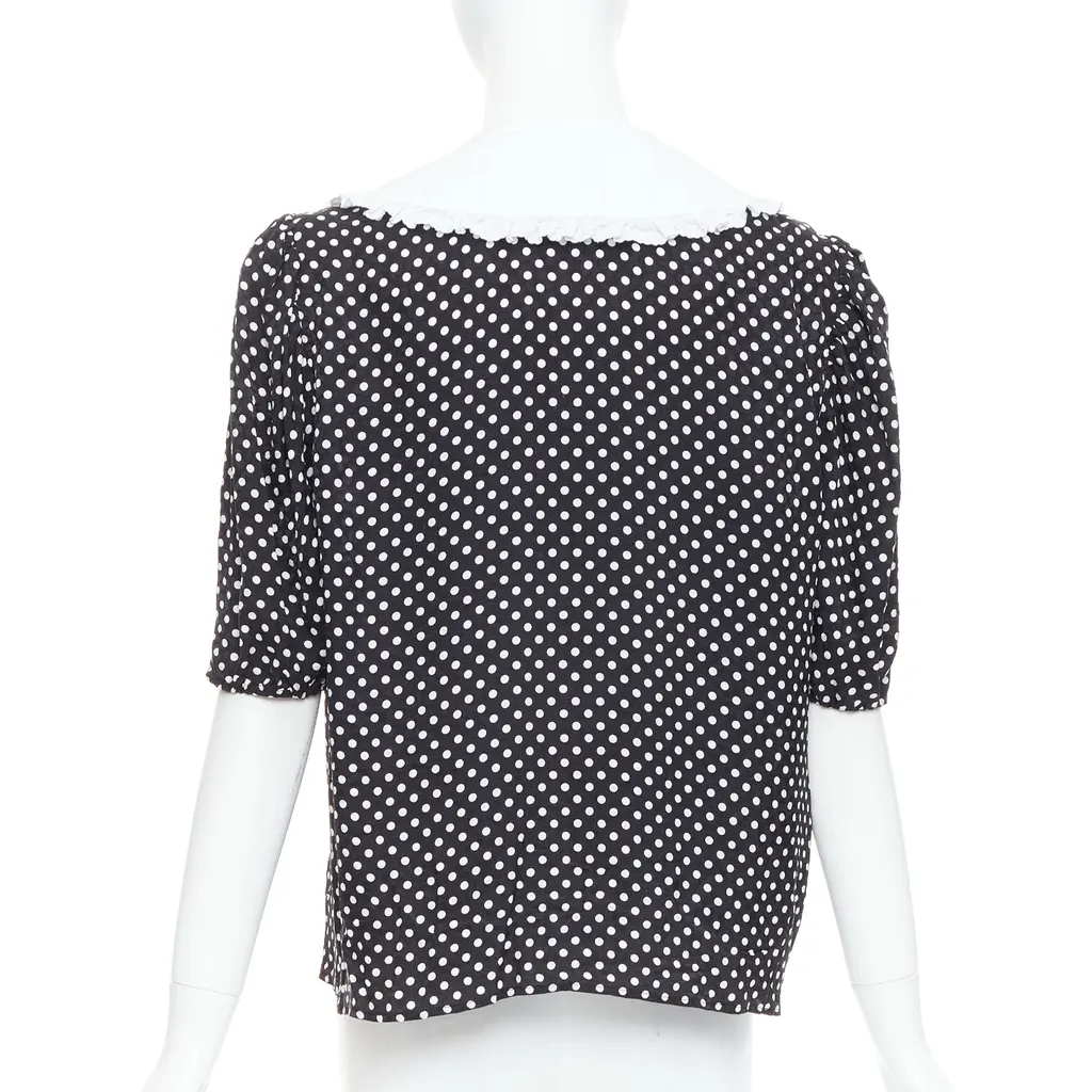 Miu Miu Polka Dot Blouse Black Silk Good - Box View
