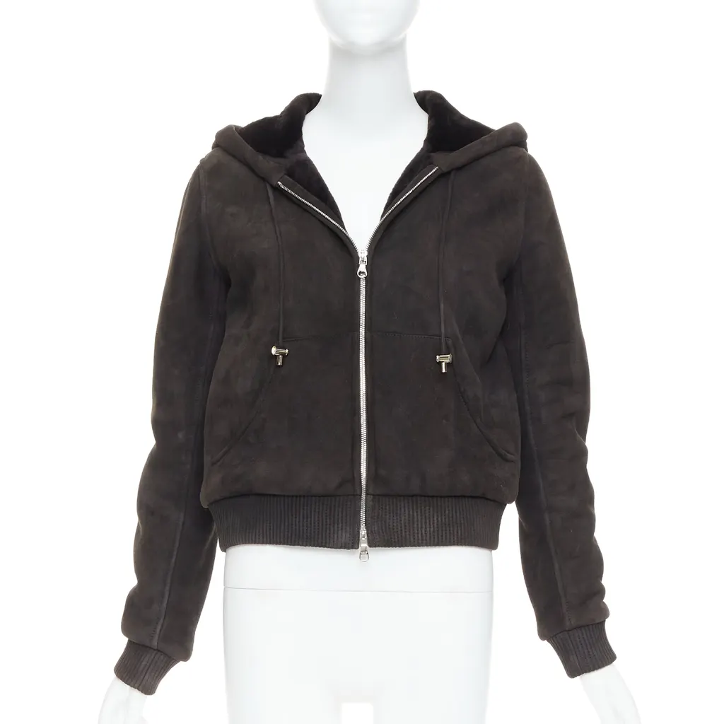 Loewe Brown Shearling Suede Jacket Brown Leather Good - Front View