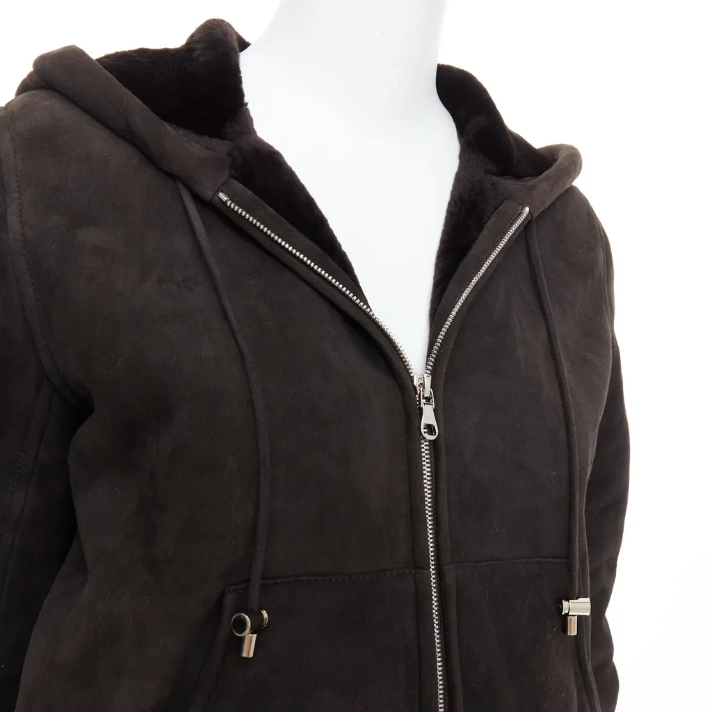Loewe Brown Shearling Suede Jacket Brown Leather Good - Back View