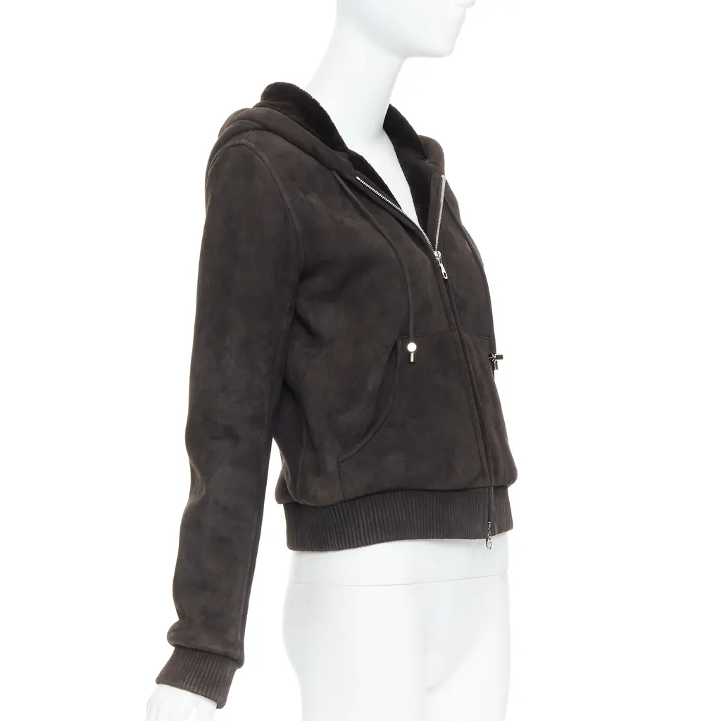 Loewe Brown Shearling Suede Jacket Brown Leather Good - Model View